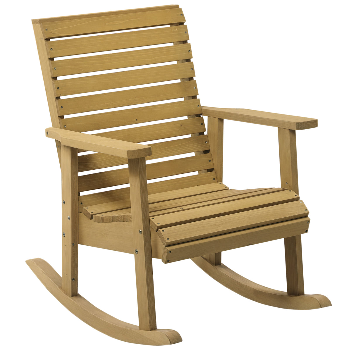 Cadeira de Baloiço de Madeira Baloiço com Apoios para os Braços e Desenho de Ripas Suporta até 130 kg para Jardim Varanda Alpendre Pátio 86x64x85 cm Madeira — foto 1