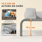 Cama Elevada para Cães com Latertais Amovíveis Cama Elevada para Cães Grandes Portátil com Malha Respirável Estrutura de Aço para Interior e Exterior 130x90x30 cm Cinza Claro — foto 4