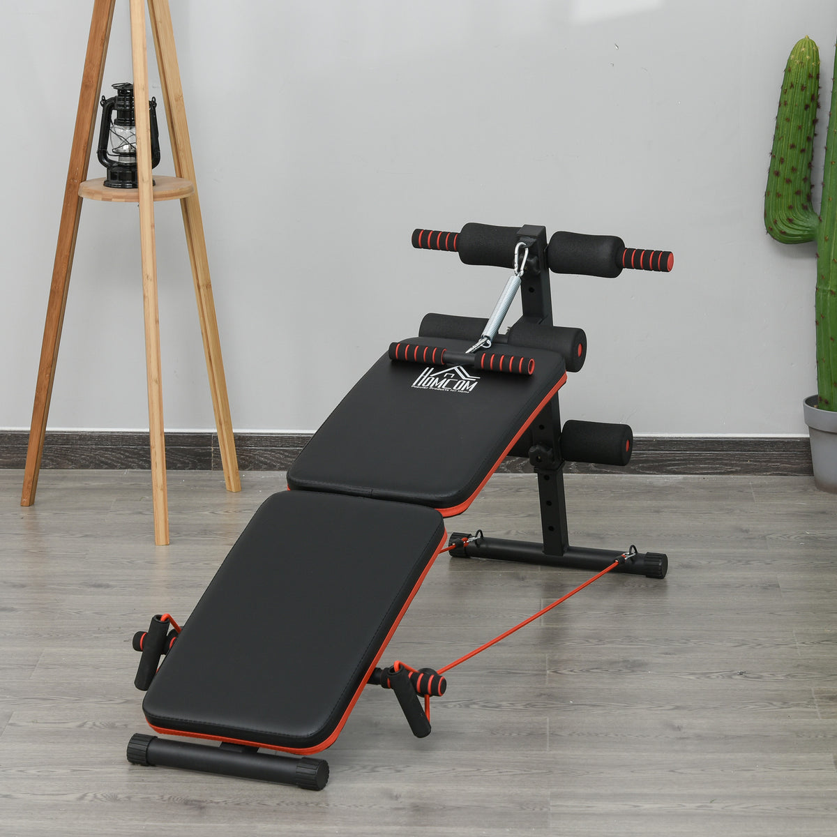 Banco de Exercício e Musculação, Banco de Abdominais Dobrável Ajustável em Altura com Suporte Poplíteo Regulável Ideal para Casa e Ginásio 137x51x50-66 cm Preto — foto 2