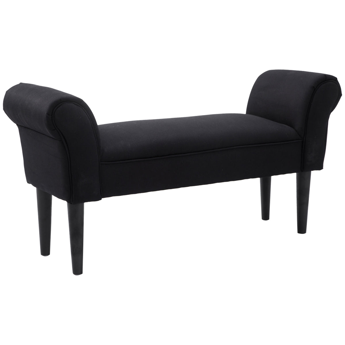 Banco de Pé de Cama Banco com Braços Curvados Estofado e Pés de Madeira para Dormitório Entrada Sala de Estar Carga Máxima 130kg 102x31x51cm Preto — foto 1