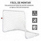 Conjunto de 2 Balizas de Futebol com Rede e Bola para Crianças e Adultos, Brinquedo Desportivo de Exterior para Jardim com Bomba de Enchimento, Aço e Poliéster, 78x46x56 cm, Branco — foto 4