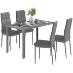 Conjunto de Sala de Jantar 5 Peças com Mesa Retangular de Vidro Temperado e 4 Cadeiras em PU Cinzento — imagem 13