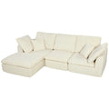 Sofá de canto modular com otomana reversível, sofá em L em chenille macio como nuvem, assento amplo, creme branco — foto 1