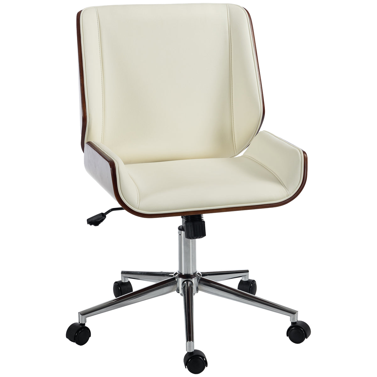 Cadeira de Escritório Design Vintage, Altura Ajustável, Giratória 360°, Base Cromada, 53 x 60 x 86-96 cm, Creme — foto 1