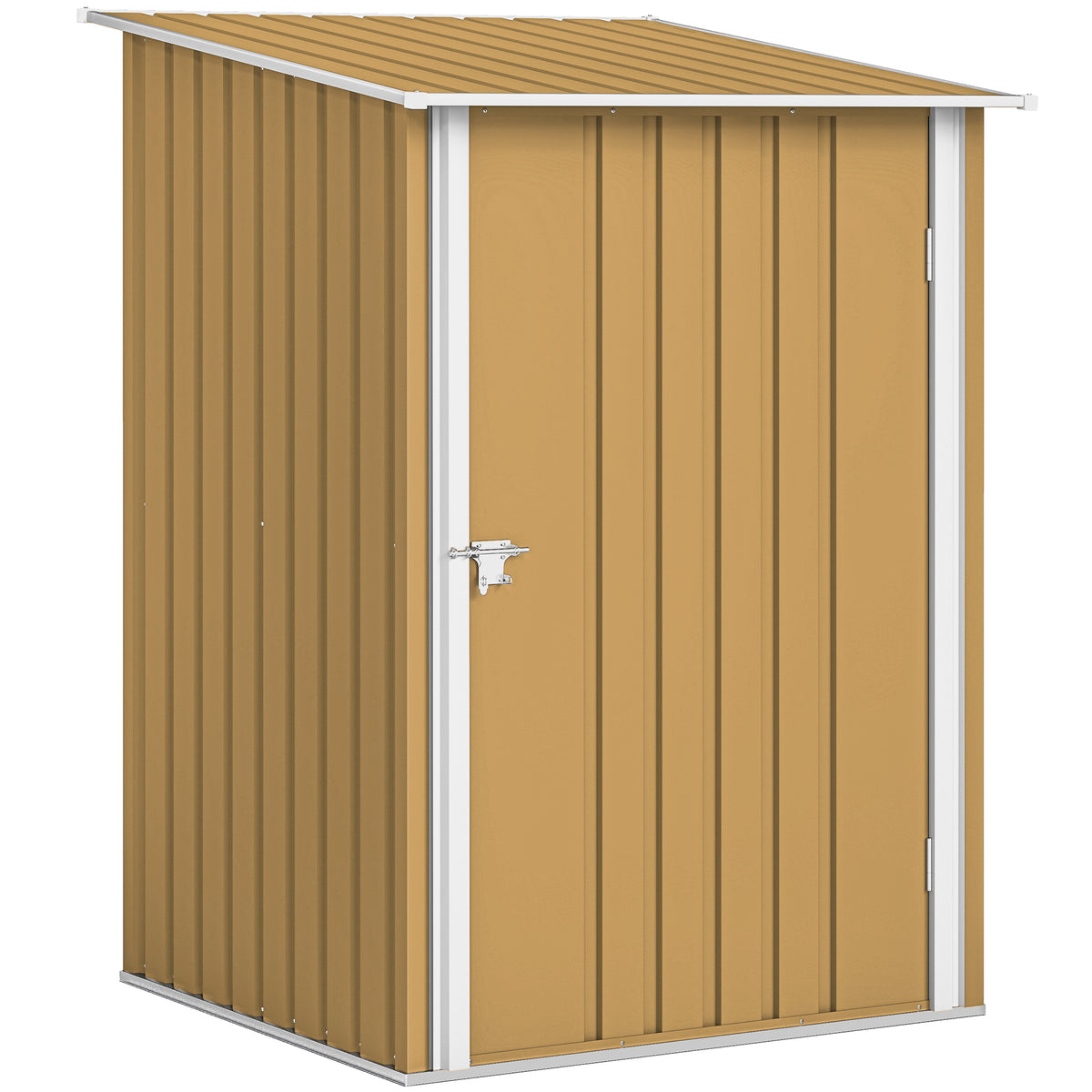 Casinha de Jardim Abrigo para Ferramentas em Aço Galvanizado com Porta de Abrir 100x104x160 cm Amarelo — foto 1