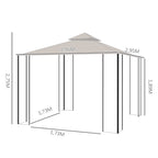 Gazebo de jardim 3x3m com 4 cortinas laterais com zíper e telhado duplo com 8 furos de drenagem bege — foto 3
