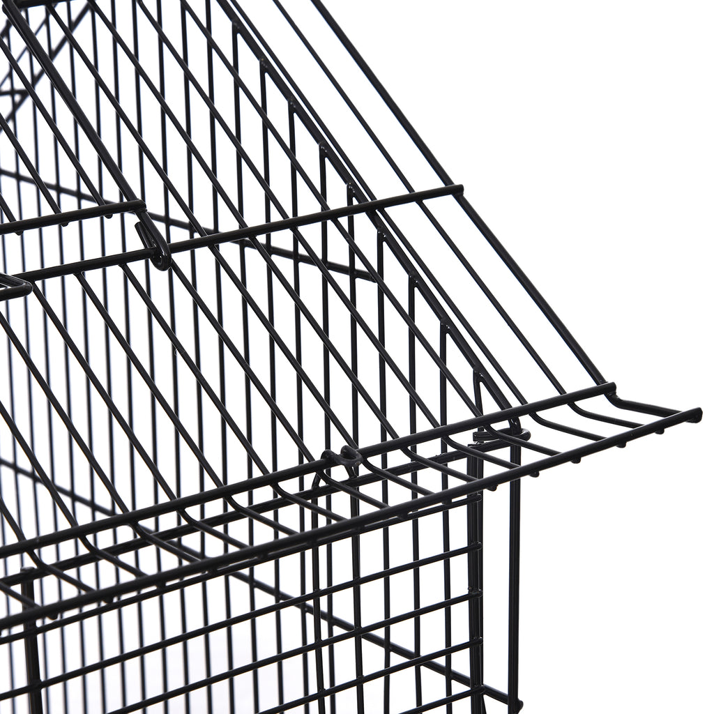 Gaiola com suporte e rodas Freios Bandeja Removível 2 alimentadores Prateleira inferior de metal para papagaios periquitos canários 51x51x135 cm preto — foto 7