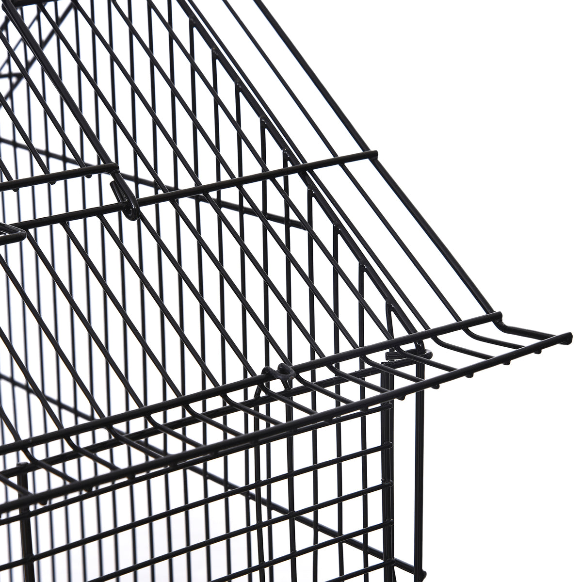 Gaiola com suporte e rodas Freios Bandeja Removível 2 alimentadores Prateleira inferior de metal para papagaios periquitos canários 51x51x135 cm preto — foto 7