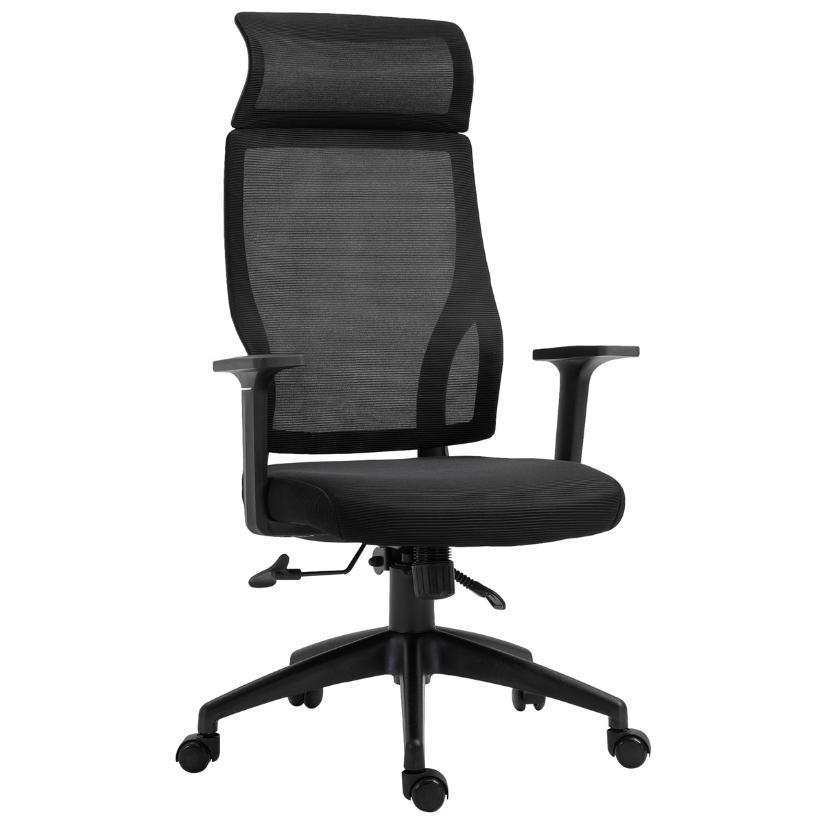 Cadeira ergonômica giratória para escritório altura ajustável e reclinável até 120º posição de bloqueio 64x61x120,9-128,9 cm Preto — foto 1