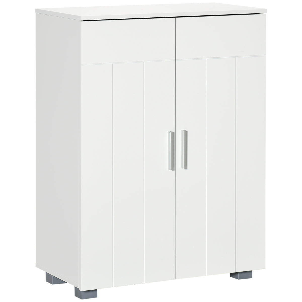 kleanklin Armário de Casa de Banho com 2 Portas e 2 Prateleiras Ajustáveis em 7 Níveis Móvel Auxiliar de Armazenamento para Sala de Estar Cozinha 60x30x80cm Branco — foto 1