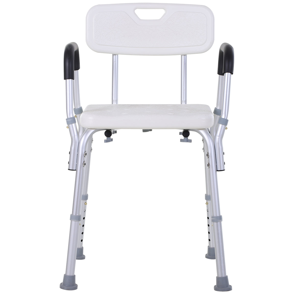 Cadeira para Duche Antiderrapante com Altura Ajustável em 6 Níveis Cadeira de Banho com Apoio para os Braços e Encosto 51,5x51,5x71-84 cm Branco — foto 4