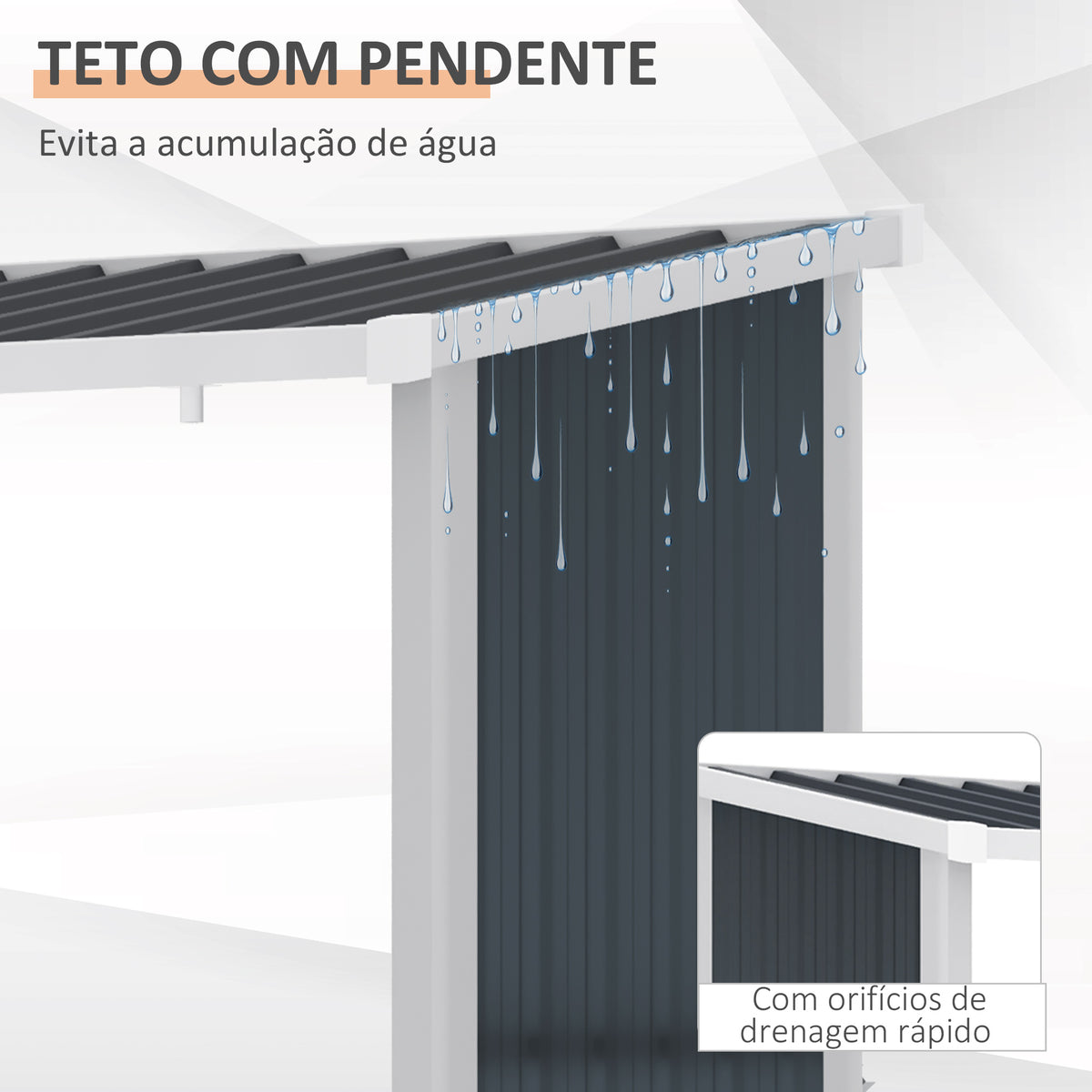 Abrigo para Lenha de Aço Galvanizado Abrigo de Armazenamento de Lenhas com Teto Inclinado para Jardim Terraço Exterior 185x84x133,5/148,5 cm Cinza — foto 4