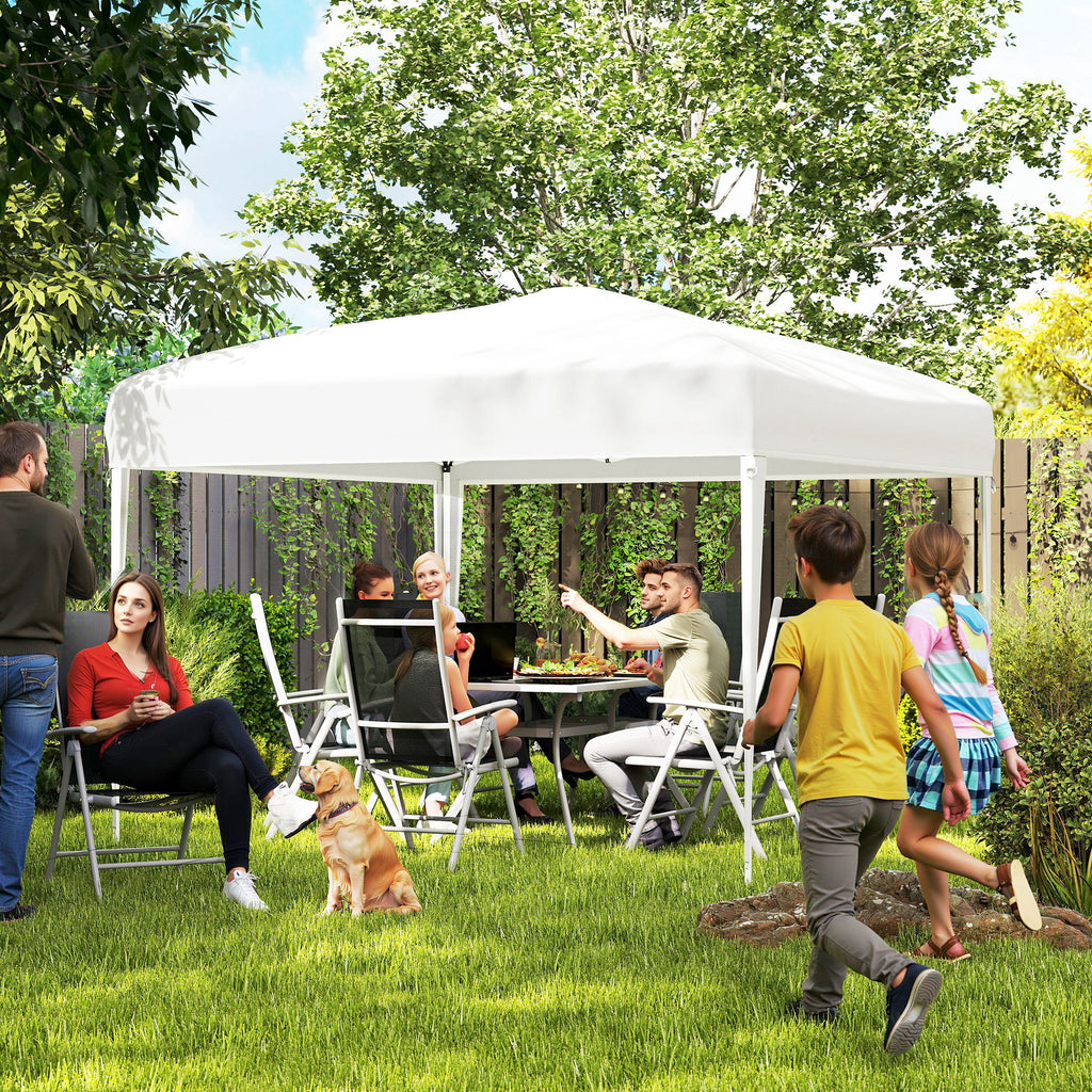 Tenda Dobrável 2,95x2,95 cm com Bolsa de Transporte Altura Ajustável Anti-UV e Impermeável para Terraço Pátio e Praia Branco Prateado — foto 2