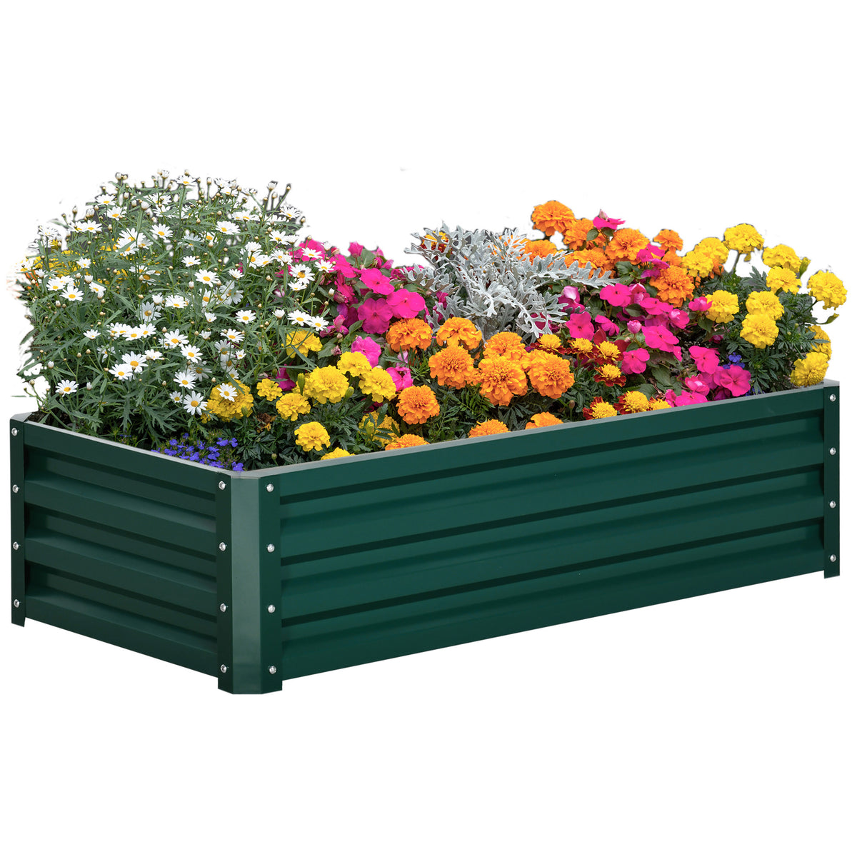 Caixa de Plantio de Aço Galvanizado Horta para Cultivar Plantas Flores Ervas Floreira Exterior Retangular com Fundo Aberto 120x60x30,5 cm Verde — foto 1