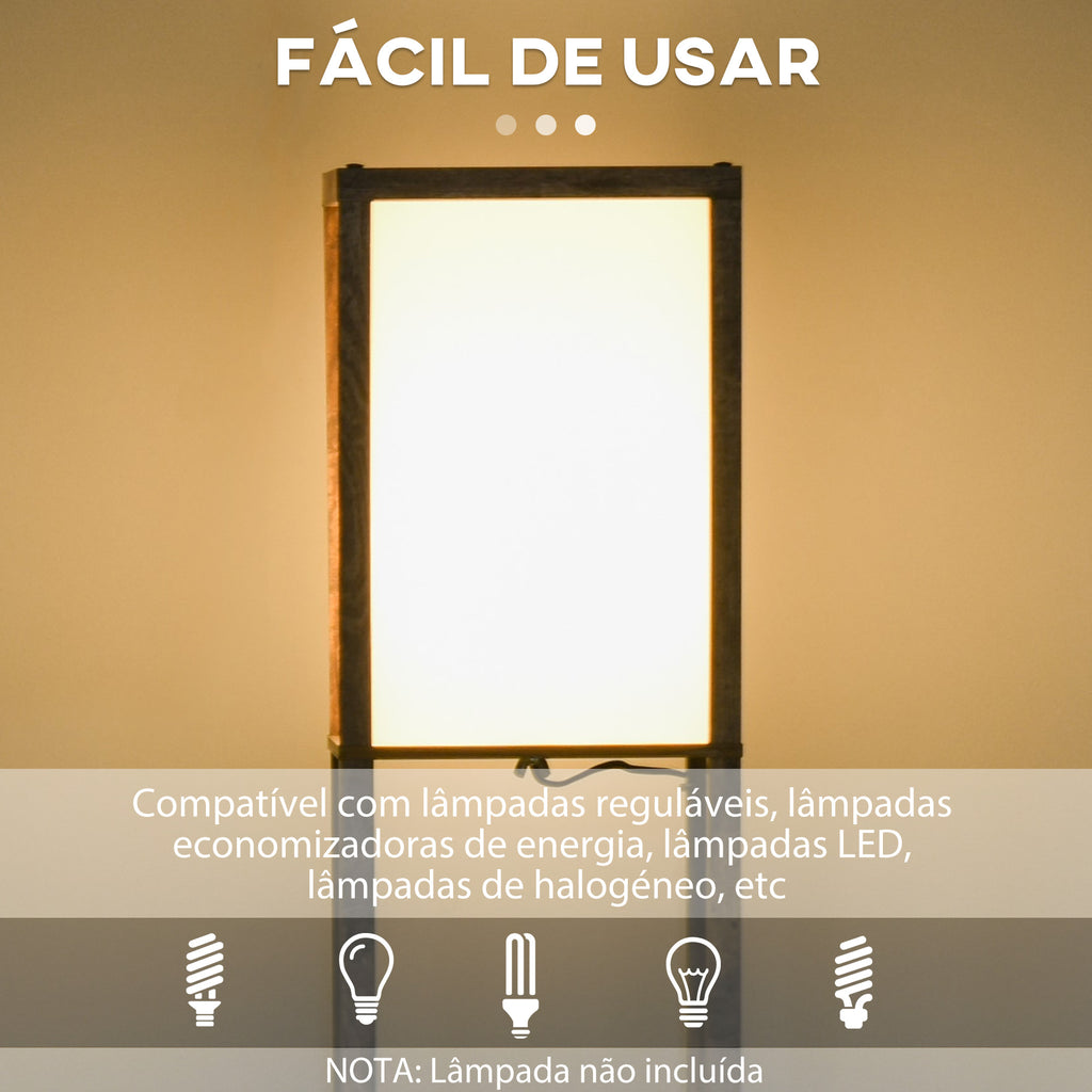 Candeeiro de Pé de Madeira com 3 Prateleiras De Armazenamento para Lâmpada E27 Potência Máx. 40W Candeeiro Moderno para Sala de Estar Dormitório 26x26x160 cm Marrom Rústico — foto 6