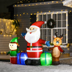 Decoração Insuflável de Natal Pai Natal com Rena e Duende Decoração de Natal com 6 Luzes LED e Insuflador para Jardim Pátio 203x50x153 cm Multicor — foto 2