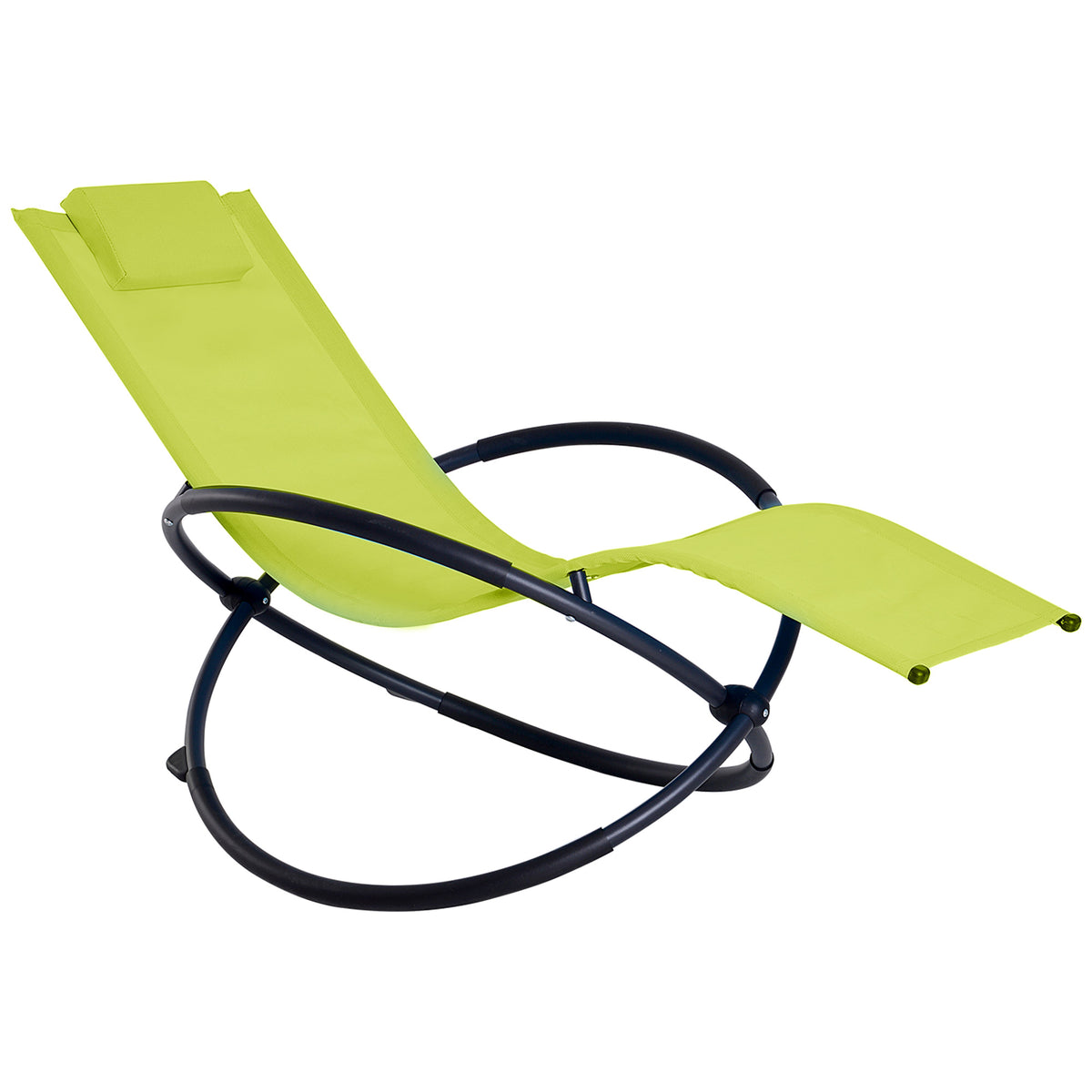 Espreguiçadeira de Baloiço de Jardim com Apoio para a Cabeça Removível Espreguiçadeira Ergonômica Dobrável Tecido Texteline para Pátios Piscina 154x80x84cm Verde — foto 1