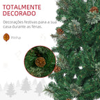 Árvore de Natal Artificial 195 cm Árvore de Natal com 556 Ramos Árvore de Natal Estreita Slim com 25 Pinhas Base Dobrável Ø54x195 cm Verde — foto 6