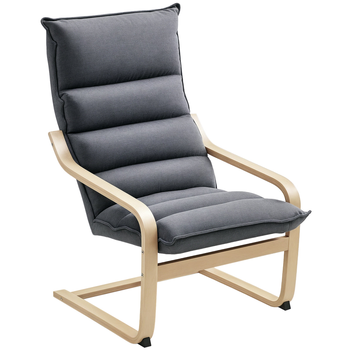 Poltrona de Sala de Estar Moderna Poltrona com Encosto Alto Apoio para os Braços e Pés de Madeira Estofada em Veludo Poltrona para Dormitório Sala de Estar 67x83x105 cm Cinzento — foto 1