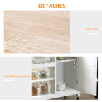 Carrinho de Cozinha com Rodas Carrinho de Serviço com Gaveta Prateleiras e Armário com Prateleira Interior Ajustável 92x40x84cm Branco — foto 7