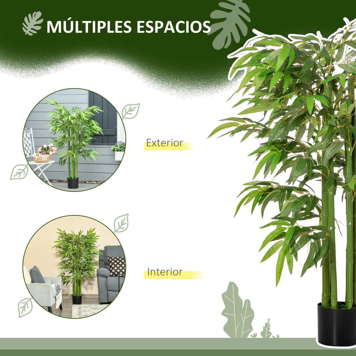 Bambú Artificial 140cm com Vaso Planta Artificial para Interior e Exterior Decoração de Casa Escritório Verde — foto 6