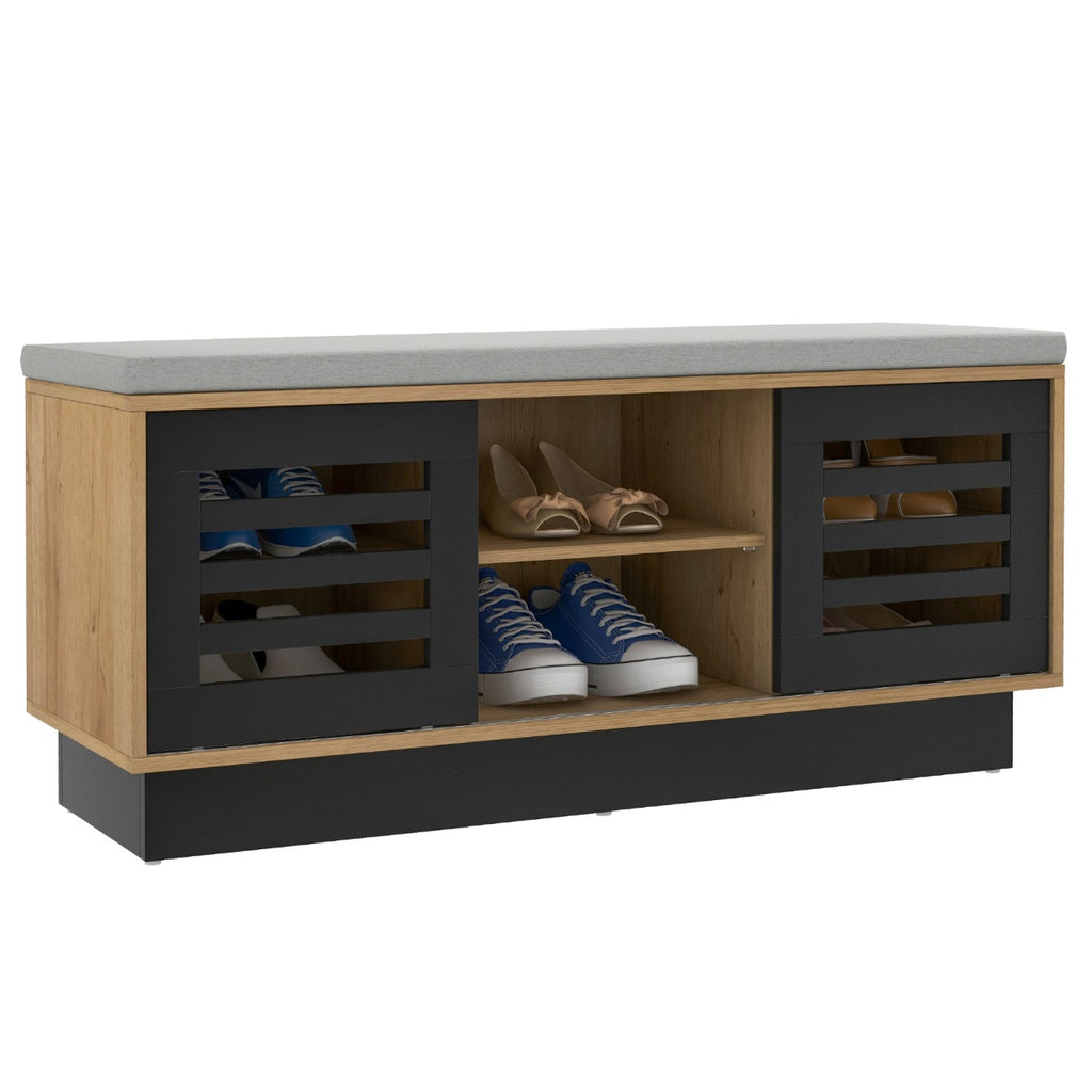 Banco Zapateiro com Assento Acolchoado 6 Compartimentos 3 Prateleiras 99,5x34,5x46cm — foto 2