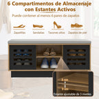 Banco Zapateiro com Assento Acolchoado 6 Compartimentos 3 Prateleiras 99,5x34,5x46cm — foto 5