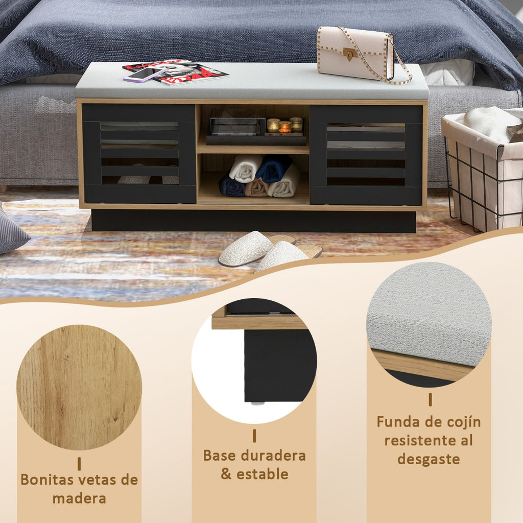 Banco Zapateiro com Assento Acolchoado 6 Compartimentos 3 Prateleiras 99,5x34,5x46cm — foto 8