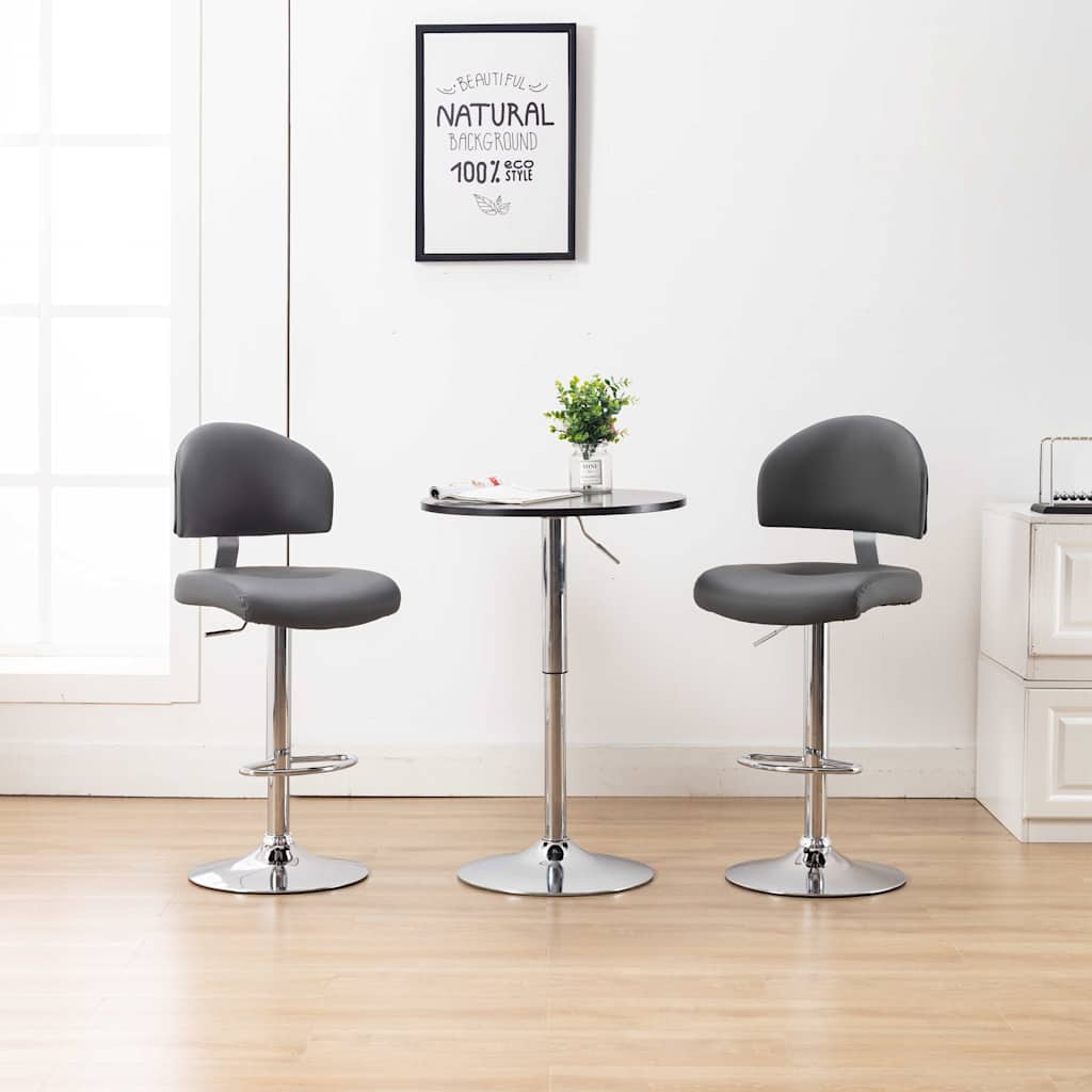 Bancos de bar 2 pcs couro artificial cinzento — foto 1