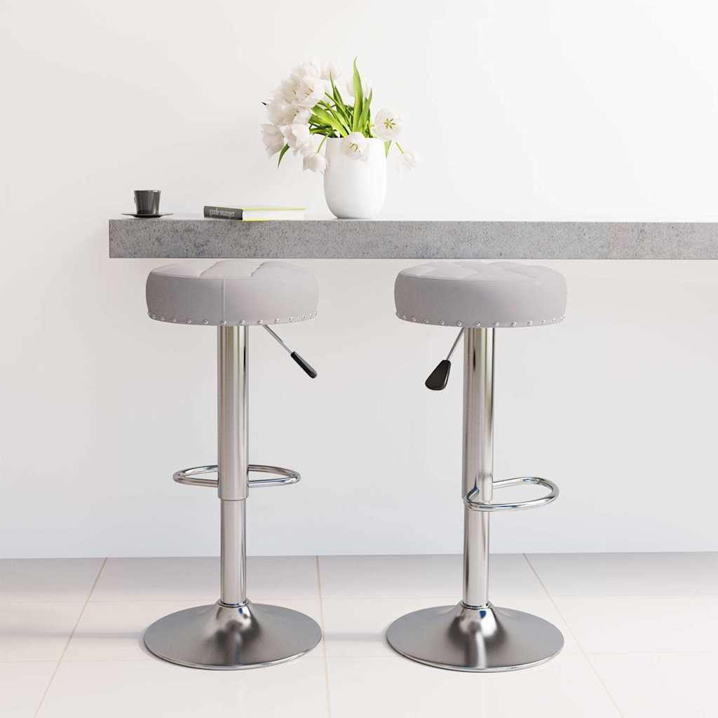 Bancos de bar 2 pcs tecido cinzento — foto 1