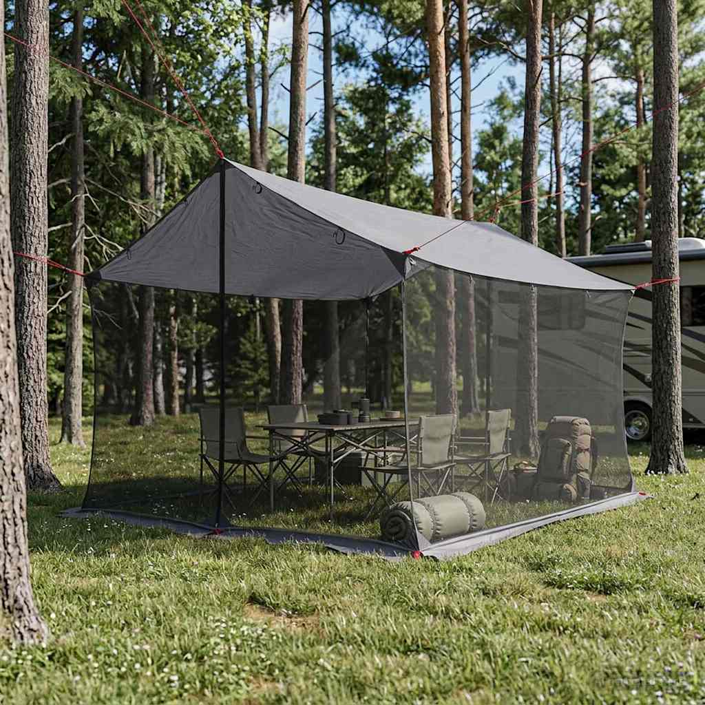 Barraca de Camping com Paredes de Malha Cinzento e Laranja — foto 1