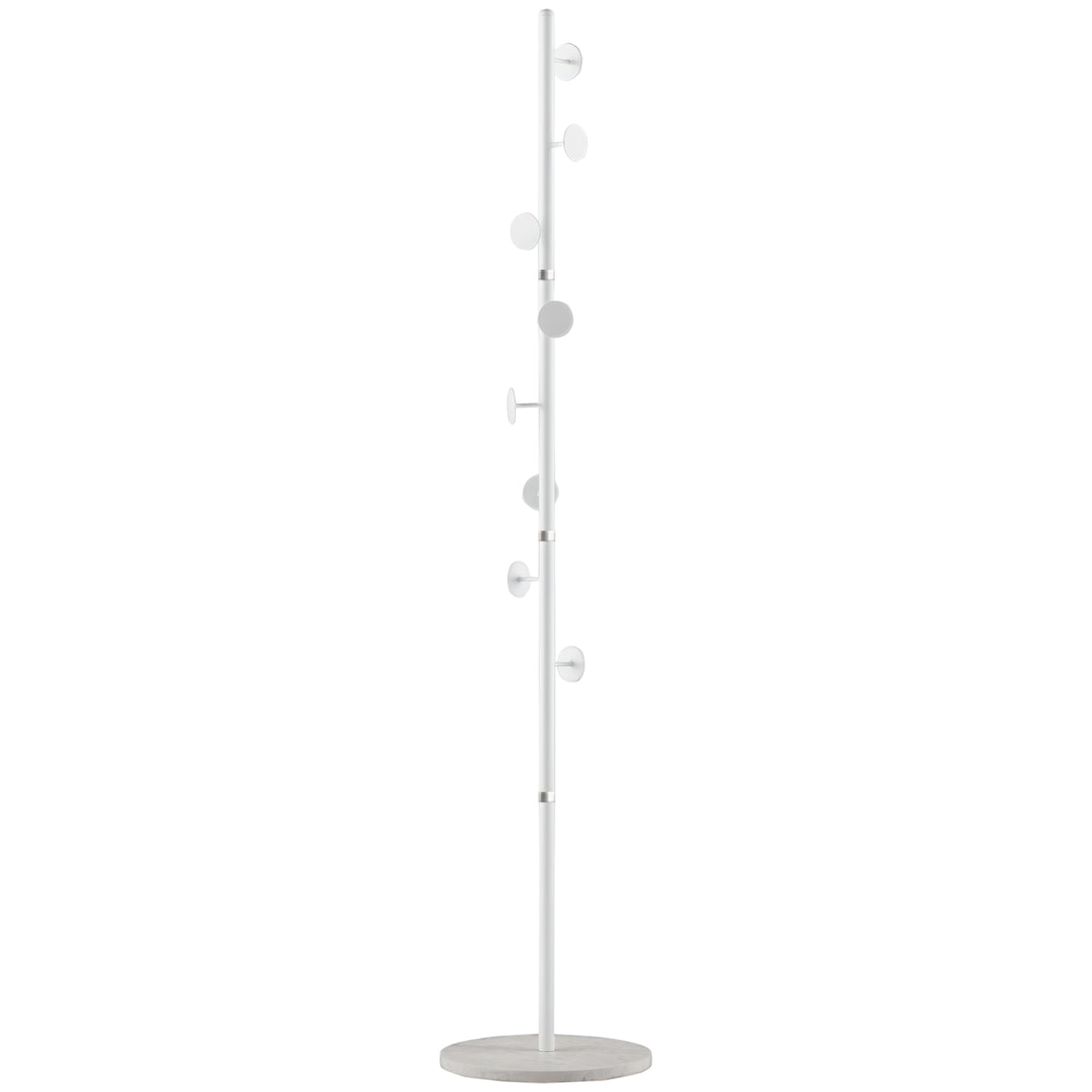 Cabideiro de Pé Cabideiro para Roupas com 8 Ganchos para Pendurar Bolsas Chapéus com Base de Mármore para Dormitório Corredor Entrada 35x35x170cm Branco — foto 1