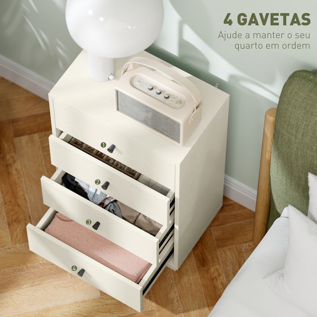 Cómoda de 4 Gavetas Cómoda para Dormitório Moderna Cómoda Estreita para Sala de Estar Corredor 47x29x75 cm Branco — foto 4