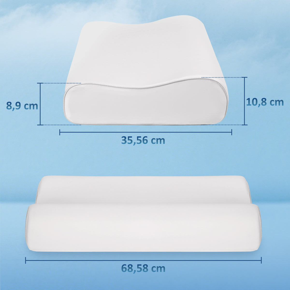 Almofada Cervical e de Pescoço de Espuma Viscoelástica Almofada com Desenho Ergonómico Dupla Altura Capa Removível e Lavável para Suporte de Pescoço Dormir de Lado e de Costas — foto 3