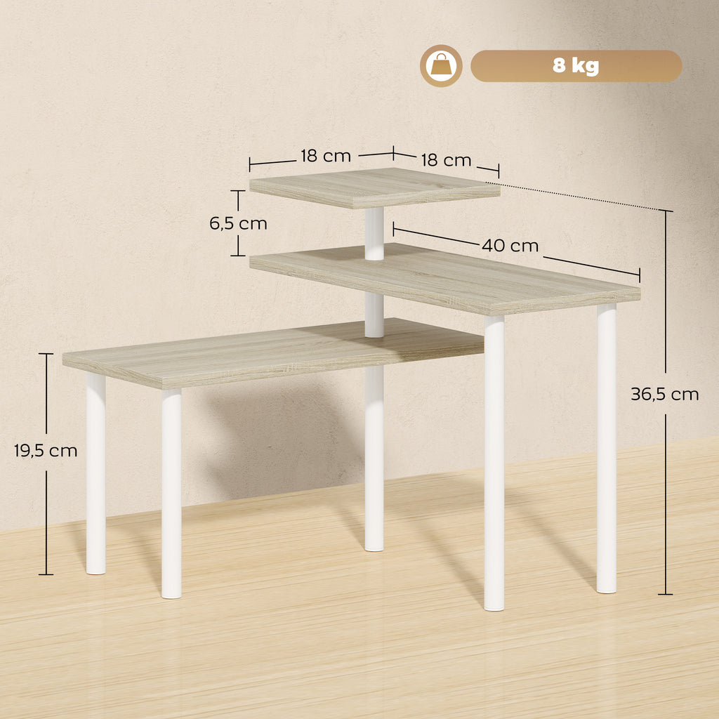 Estante de Cozinha de 3 Níveis Estante de Cozinha com 3 Prateleiras Giratórias Estrutura de Metal e Design em Degraus para Sala de Jantar Sala de Estar 40x18x36,5 cm Madeira — foto 3
