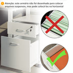 Bloco de Gavetas de Madeira Móvel para Arquivos para Escritório com 2 Gavetas 5 Rodas e 2 Travões para Escritório Secretaria Casa 40x49x58 cm Branco — foto 4