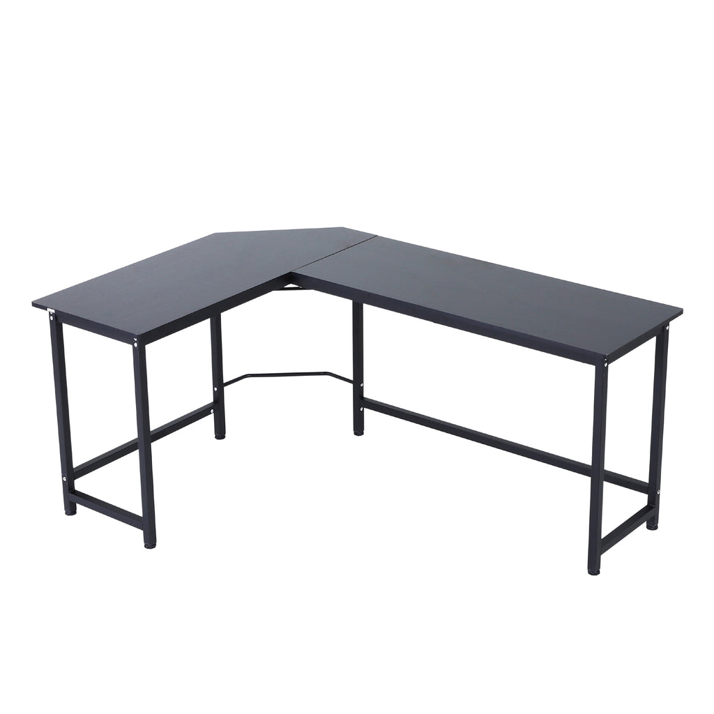 Secretária de Canto Mesa de Computador em Forma de L com Estrutura de Aço 168x120x75cm Preto — foto 1