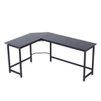 Secretária de Canto Mesa de Computador em Forma de L com Estrutura de Aço 168x120x75cm Preto — foto 1