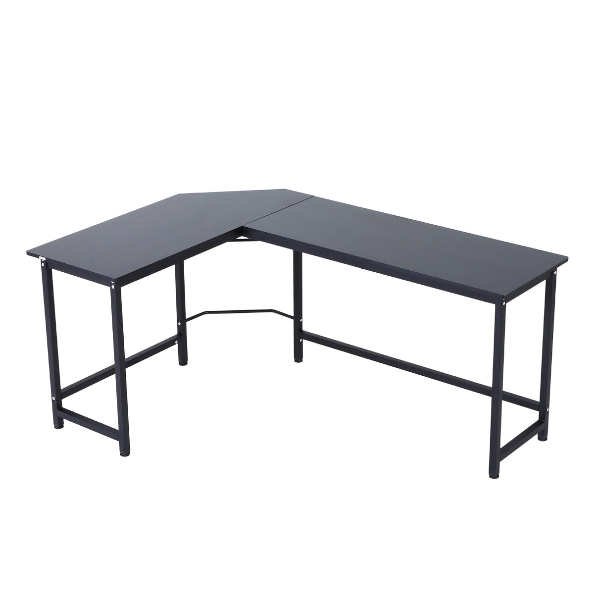 Secretária de Canto Mesa de Computador em Forma de L com Estrutura de Aço 168x120x75cm Preto — foto 1