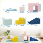 Conjunto de 8 Blocos de Espuma para Crianças Blocos de Psicomotricidade com Capas de Veludo Laváveis Conjunto de Escalada Interior para Escalar e Rastejar Multicor — foto 3
