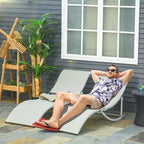 2 espreguiçadeiras ergonômicas dobráveis ​​em forma de S com estrutura de alumínio Textilene para piscina pátio jardim e varanda 165x61x63 cm Bege — foto 2