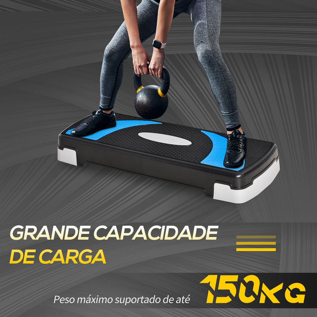 Step para Exercício Aeróbico Plataforma Step com Altura Ajustável em 3 Níveis com Carga Máxima 150kg para Exercício em Academia Casa 80x31x10-20cm Azul — foto 6