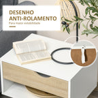 Conjunto de 2 Mesas de Cabeceira Mesa Auxiliar com 1 Gaveta e Prateleira de Armazenamento para Dormitório Sala de Estar Escritório Estilo Moderno 50x39x51cm Branco e Carvalho — foto 7