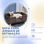 Sofá para Animais de Estimação Sofá para Cães Pequenos e Médios com Assento Acolchoado 74x48,5x31 cm Marrom — foto 6