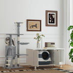Móvel Caixa de Areia para Gatos com Porta com Arranhador Caixa de Areia para Gatos de Interior 91x52x50,5 cm Branco — foto 8