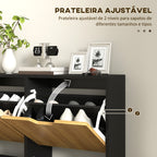 Sapateira com 4 Gavetas e Prateleiras Ajustáveis Móvel para Sapatos de Corredor para 16 Pares de Sapatos 95x26x95 cm Madeira e Preto — foto 5