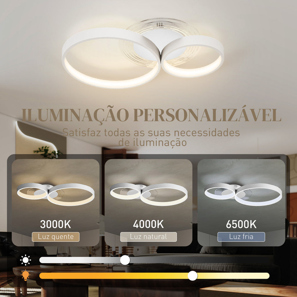 Candeeiro de Teto LED 40W Candeeiro Moderno com Iluminação LED 3000K/4000K/6500K para Quarto Sala Cozinha Sala de Jantar 59x38x7,4 cm Branco — foto 4