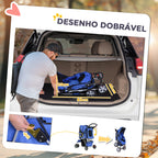 Carrinho para Cães Dobrável, Coche para Cães Pequenos com Cesta de Armazenamento, Janelas de Rede, Suporte para Copos, Rodas EVA, Almofada Lavável, Travões, Carga 10 kg, 75x45x97 cm, Azul — foto 5