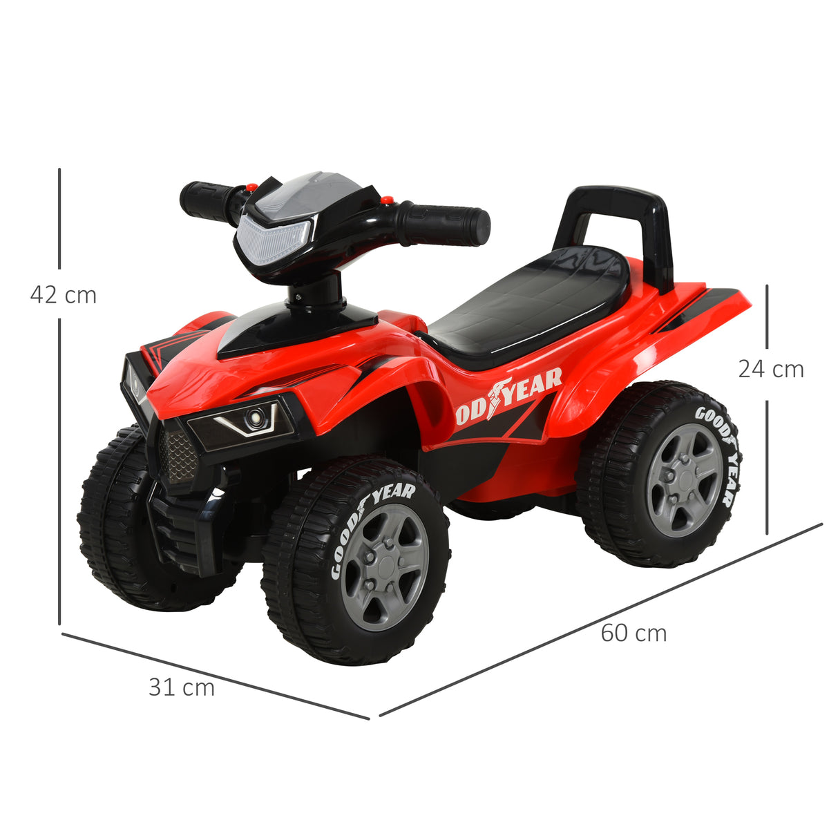 Quadriciclo elétrico para crianças acima de 12 meses Carro elétrico quad Com funções Luzes musicais Buzina e espaço secreto de armazenamento 60x38x42 cm Azul — foto 3