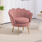 Poltrona de Sala Estofada em Veludo Poltrona para Quarto com Encosto em Forma de Concha e Pernas Douradas para Sala de Jantar 76x67x74 cm Rosa — foto 2